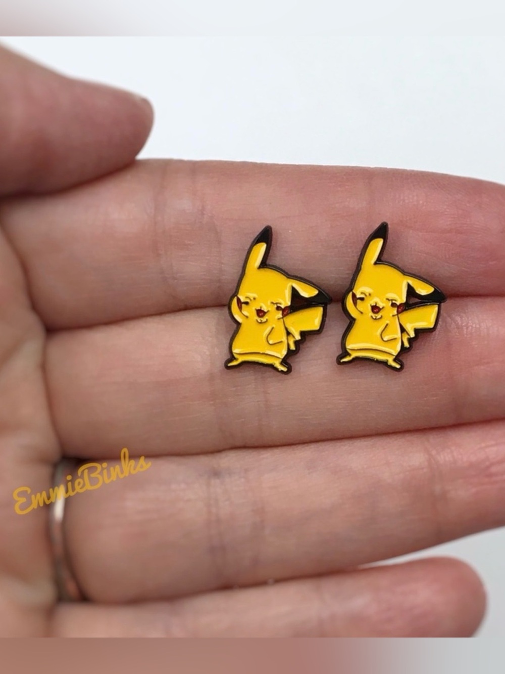 ✨3for$38 New Minimalistic Yellow Enamel Pikachu Earrings Pokémon Fandom Earrings - Picture 5 of 7